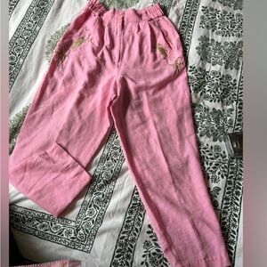 Casual Pink Wide-Leg Bottoms with Elastic Waist